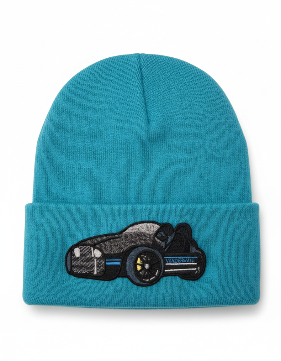Three Wheel Nation beanie AQUA Vanderhall (Blue Trim)