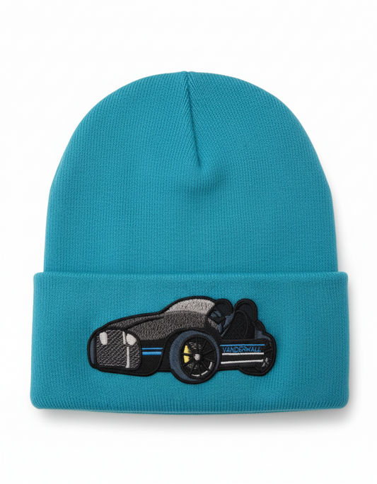 Three Wheel Nation beanie AQUA Vanderhall (Blue Trim)