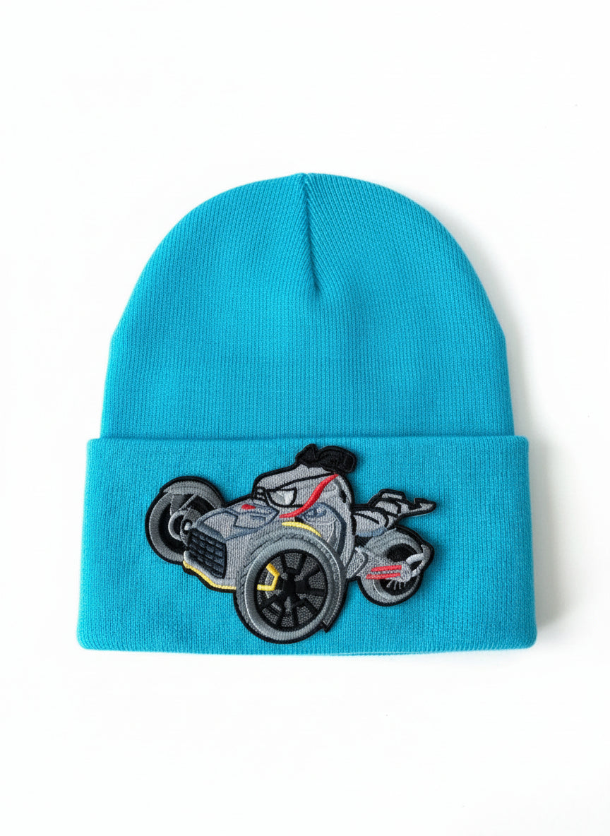 Three Wheel Nation beanie Aqua with Gray/Black/ Red Trim Ryker