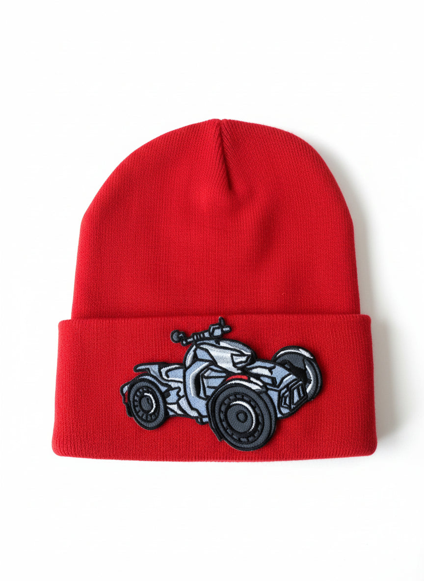 Three Wheel Nation beanie Red with Grey Ryker