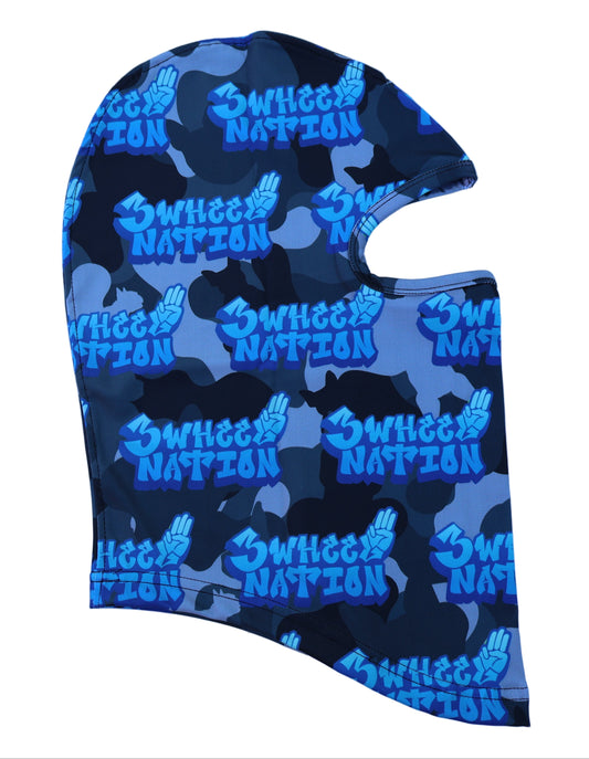 Three Wheel Nation Motorcycle UV Protector Mask (BLUE & BLACK)