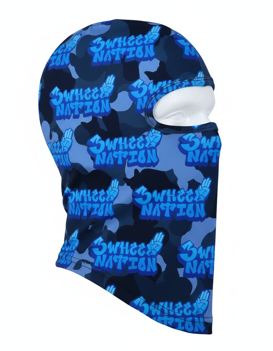 Three Wheel Nation Motorcycle UV Protector Mask (BLUE & BLACK)