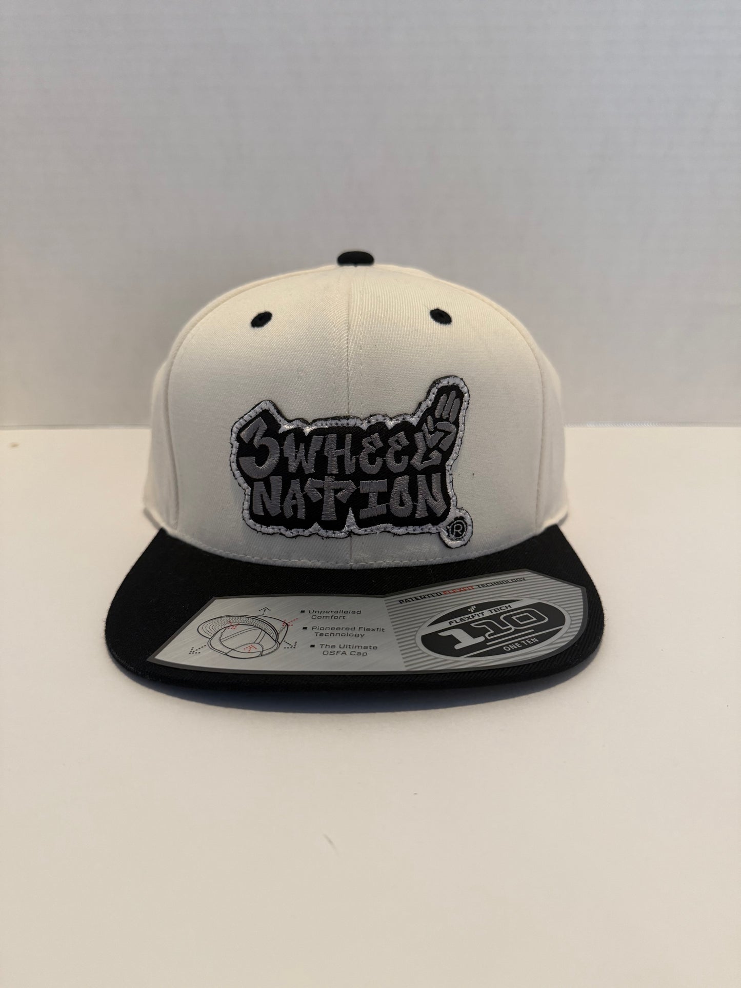 3 Wheel Nation Hat White & Black Snapback
