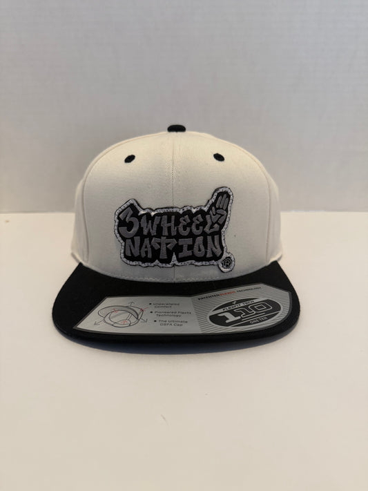 3 Wheel Nation Hat White & Black Snapback