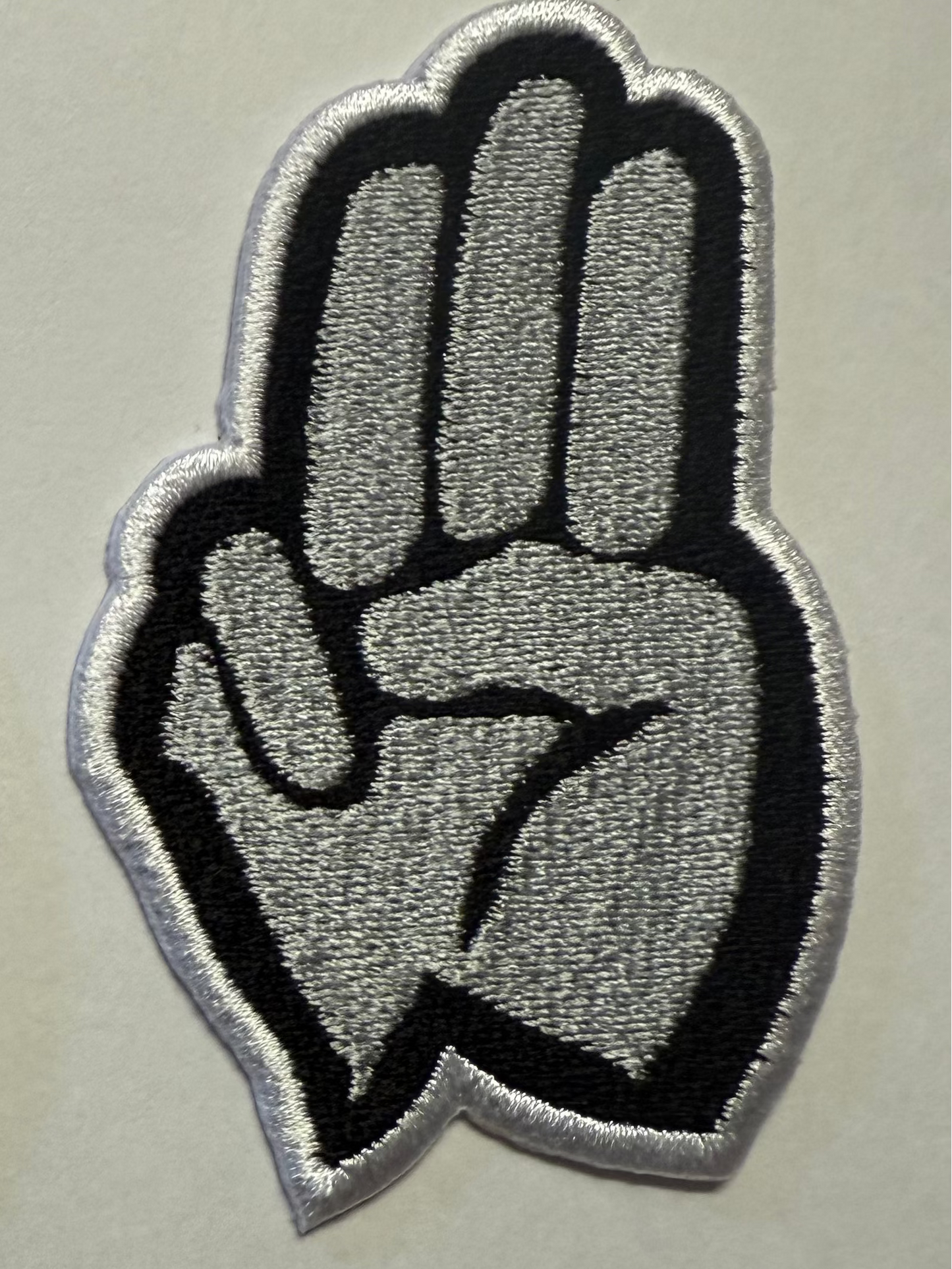 Three Fingers 3 inch embroidered patch (GRAY)