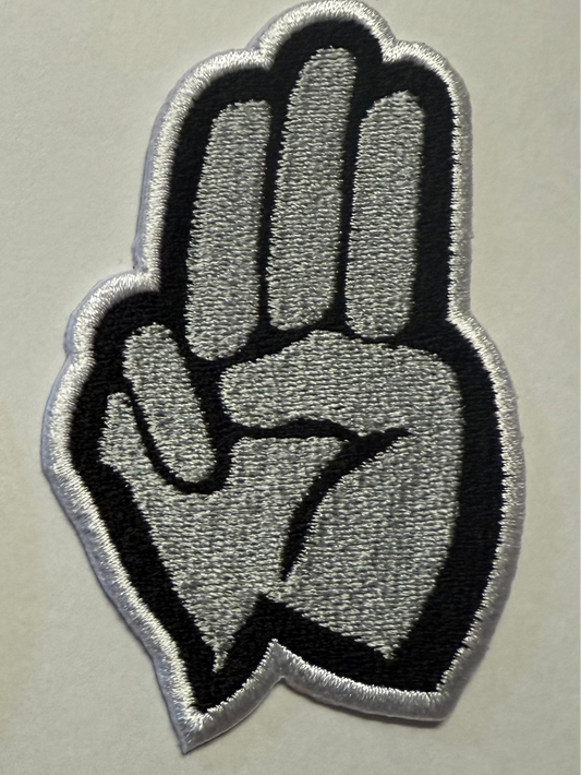 Three Fingers 3 inch embroidered patch (GRAY)