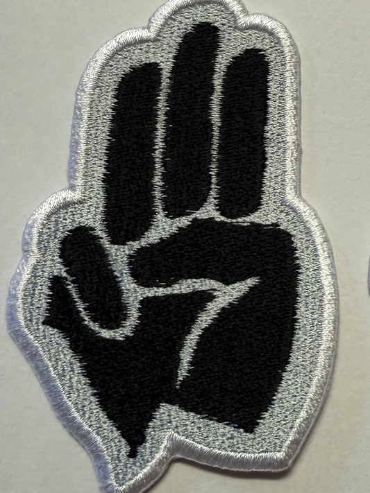 Three Fingers 3 inch embroidered patch (BLACK)