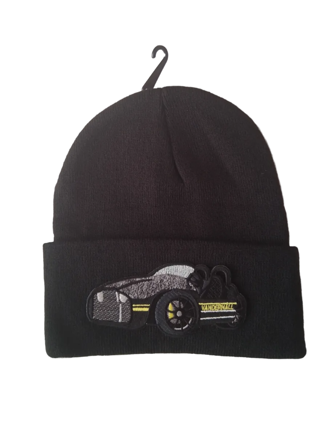 Three Wheel Nation beanie Black Vanderhall with (Yellow trim)