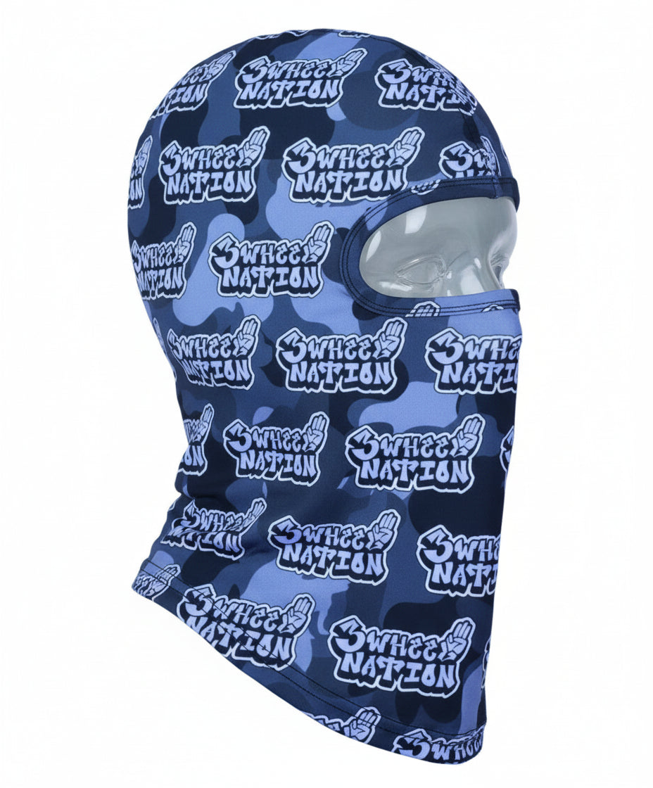 Three Wheel Nation Motorcycle UV Protector Mask (BLACK & SILVER)