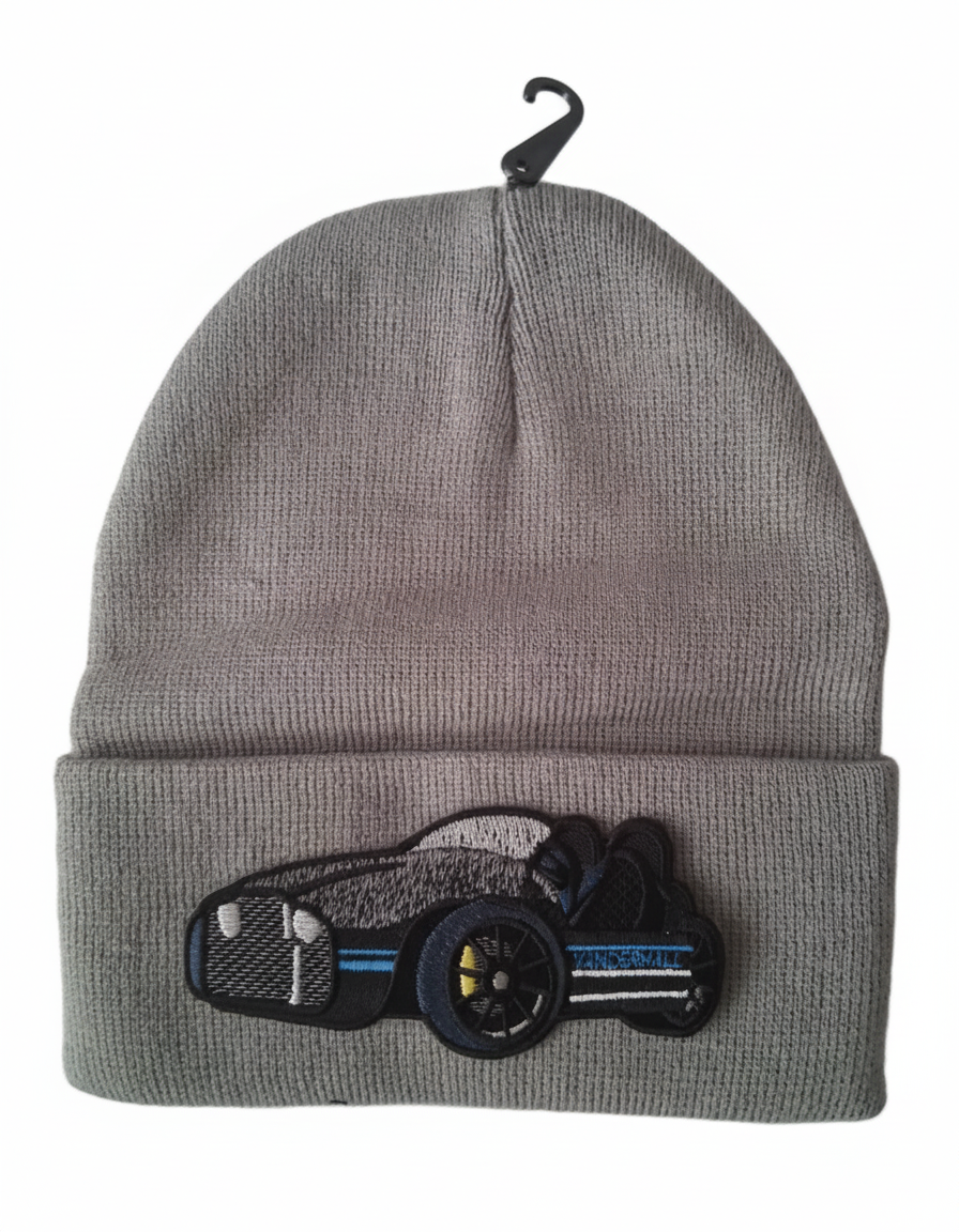 Three Wheel Nation beanie Gray with Vanderhall (Blue Trim)