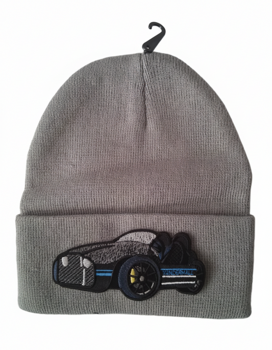 Three Wheel Nation beanie Gray with Vanderhall (Blue Trim)