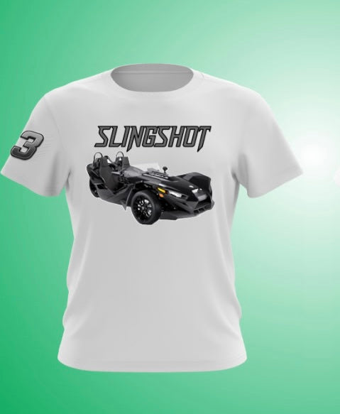 Slingshot Tee Shirts (White Shirt Black Slingshot)