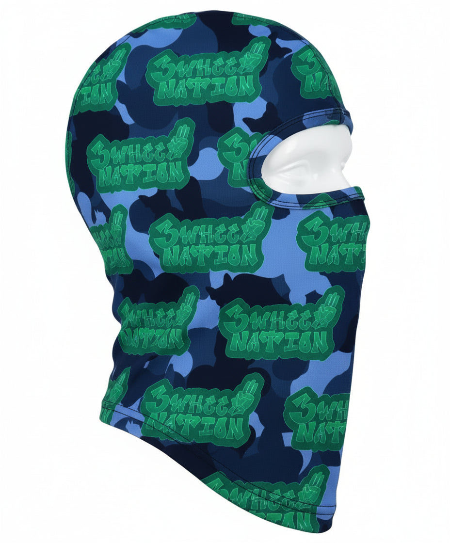 Three Wheel Nation Motorcycle UV Protector Mask (GREEN & BLACK)
