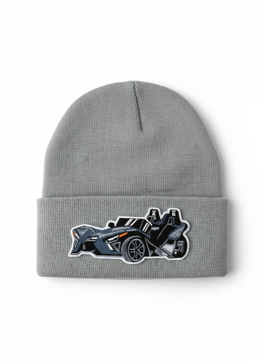 Three Wheel Nation beanie with Black Slingshot