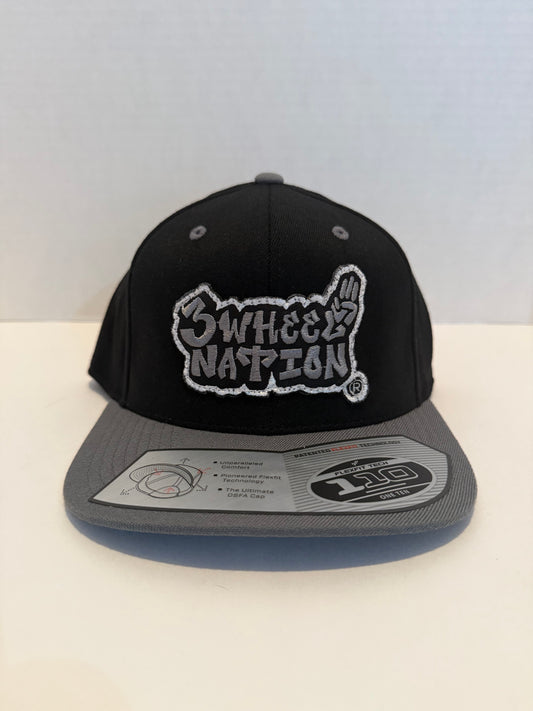 3 Wheel Nation Hat Black & Silver Snapback