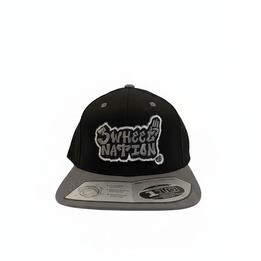 3 Wheel Nation Hat Black & Silver Snapback
