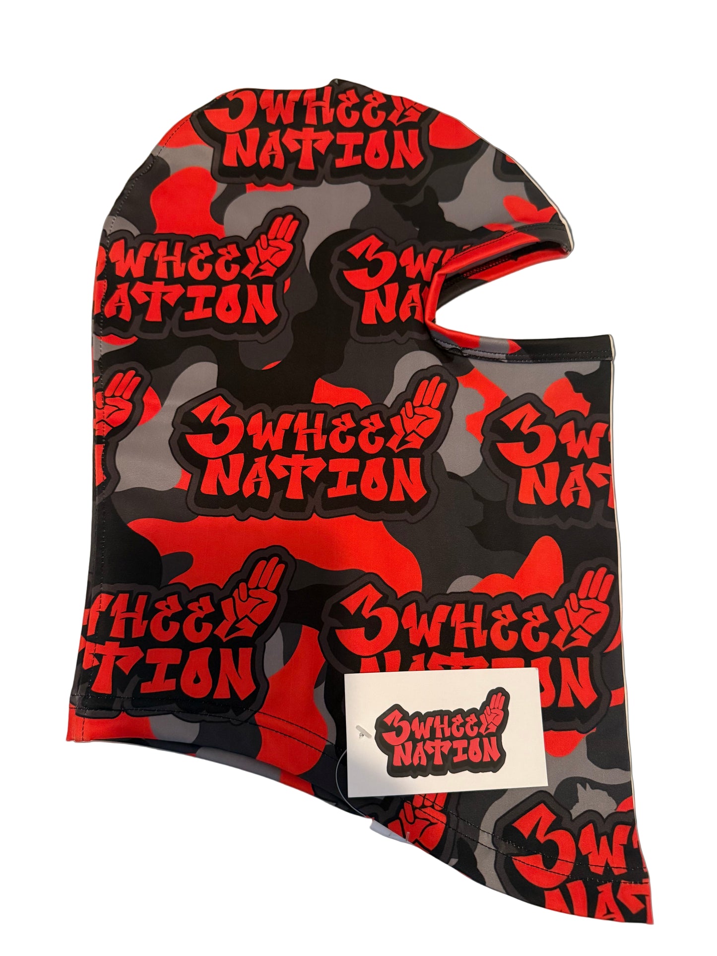 Three Wheel Nation Motorcycle UV Protector Mask Red and Black