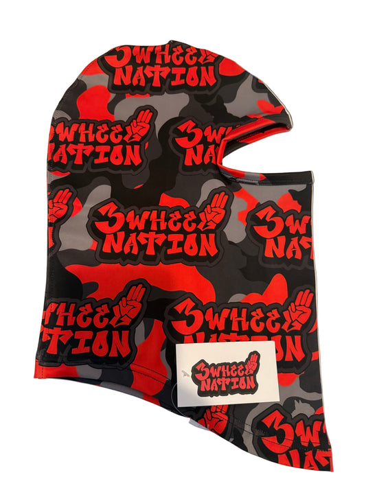 Three Wheel Nation Motorcycle UV Protector Mask Red and Black