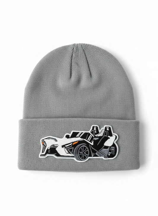 Three Wheel Nation beanie With White Slingshot