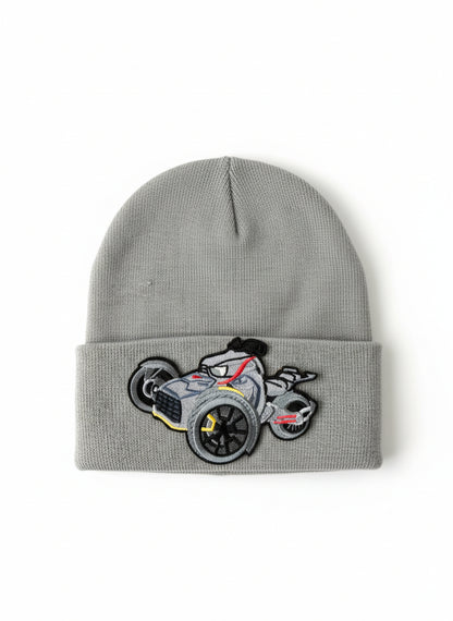 Three Wheel Nation beanie Gray with Ryker (Red)
