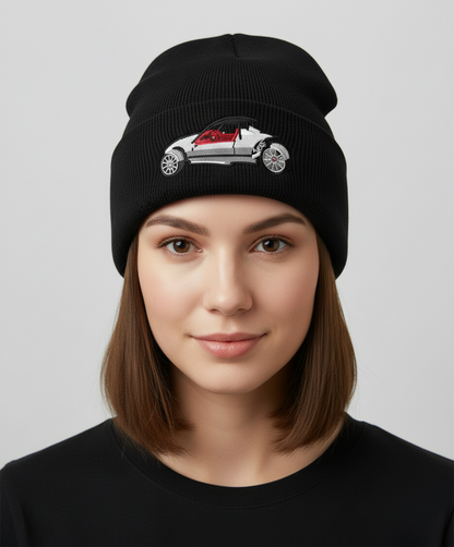 Three Wheel Nation beanie black with Vanderhall (White & Red Trim)