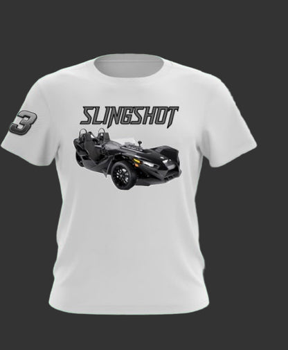 Slingshot Tee Shirts (White Shirt Black Slingshot)