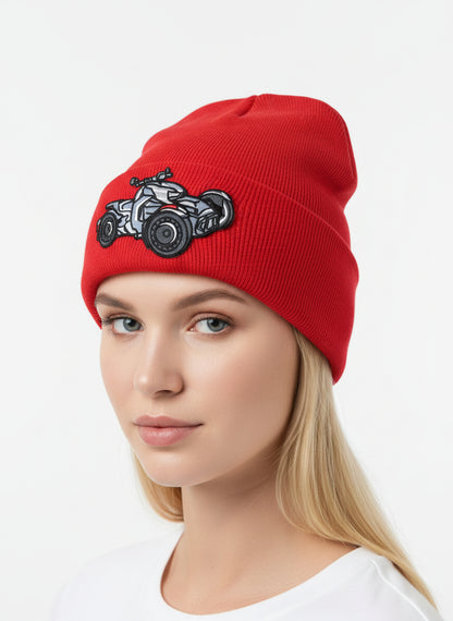 Three Wheel Nation beanie Red with Grey Ryker