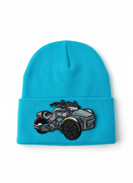 Three Wheel Nation Aqua beanie Spyder blue Trim