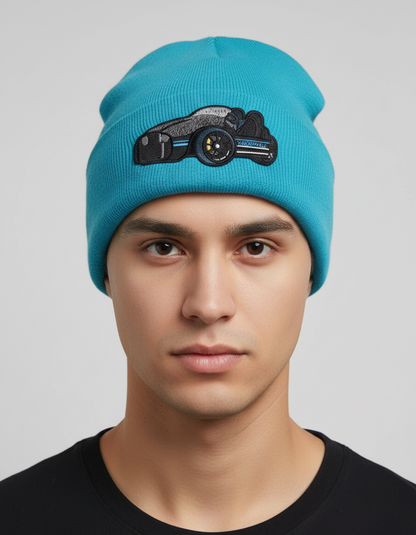 Three Wheel Nation beanie AQUA Vanderhall (Blue Trim)