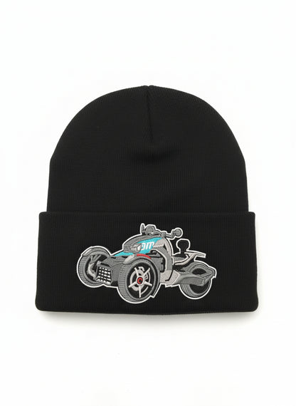 Three Wheel Nation Custom Black Beanie with Ryker/Blue
