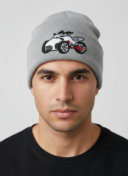 Three Wheel Nation beanie Gray White Spyder
