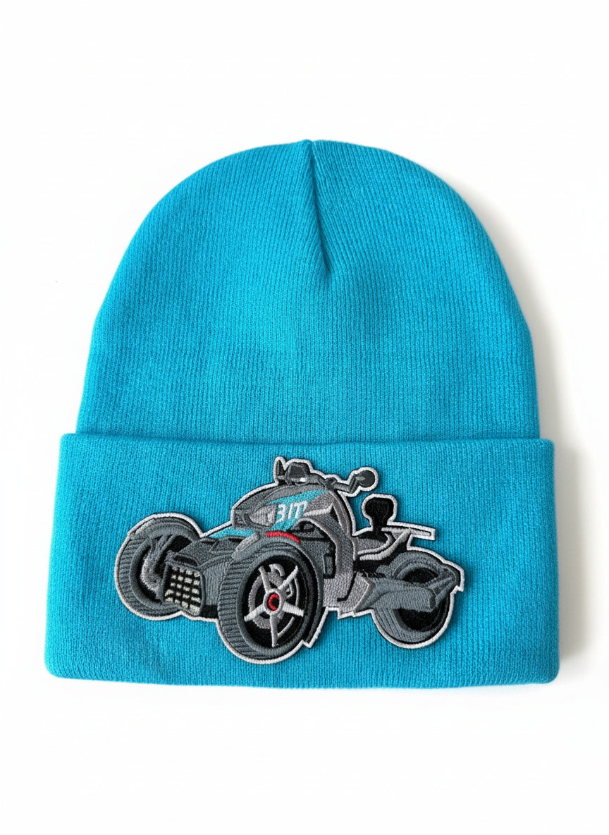 Three Wheel Nation beanie Aqua with Ryker (Blue)
