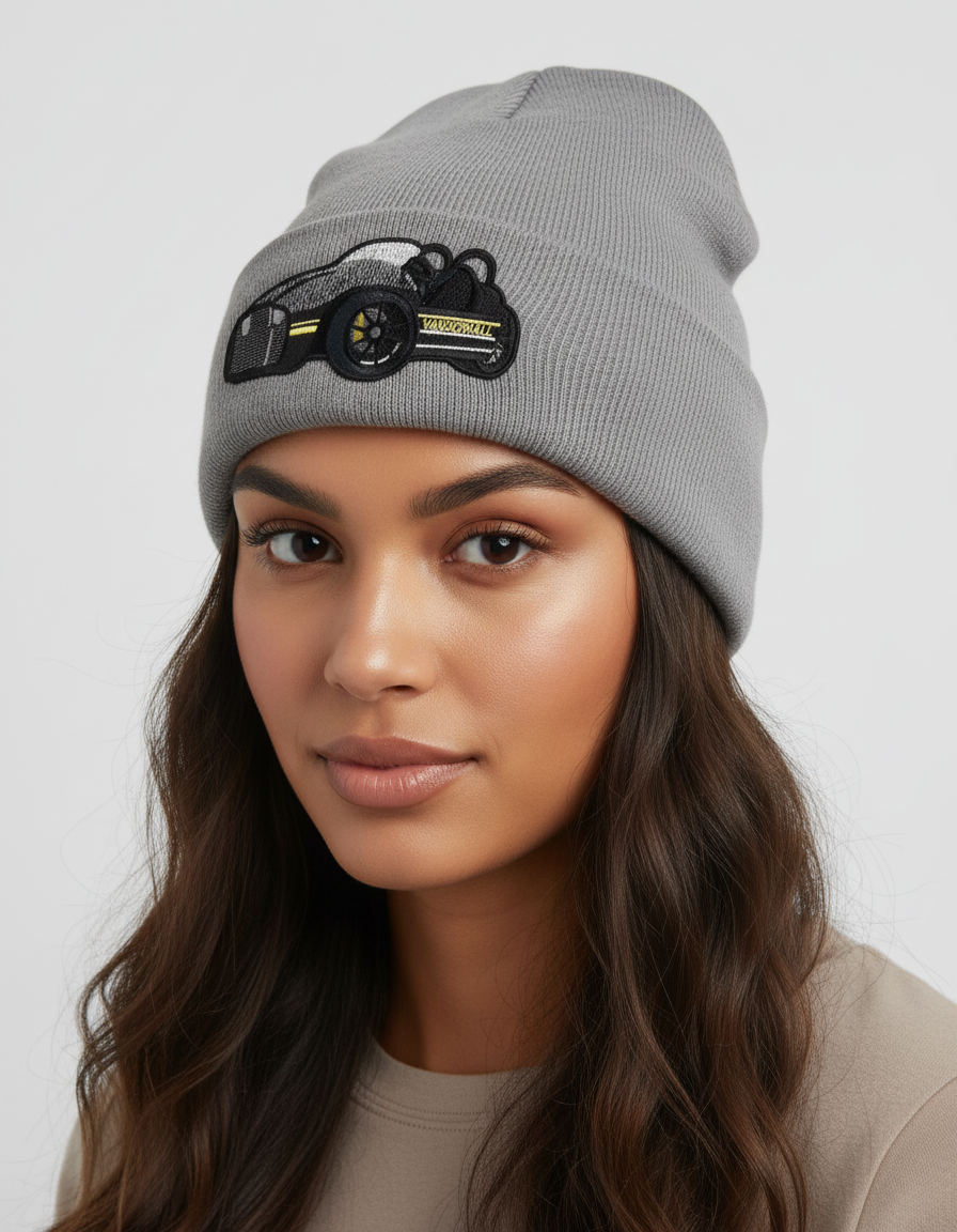 Three Wheel Nation beanie Gray with (Yellow Trim)