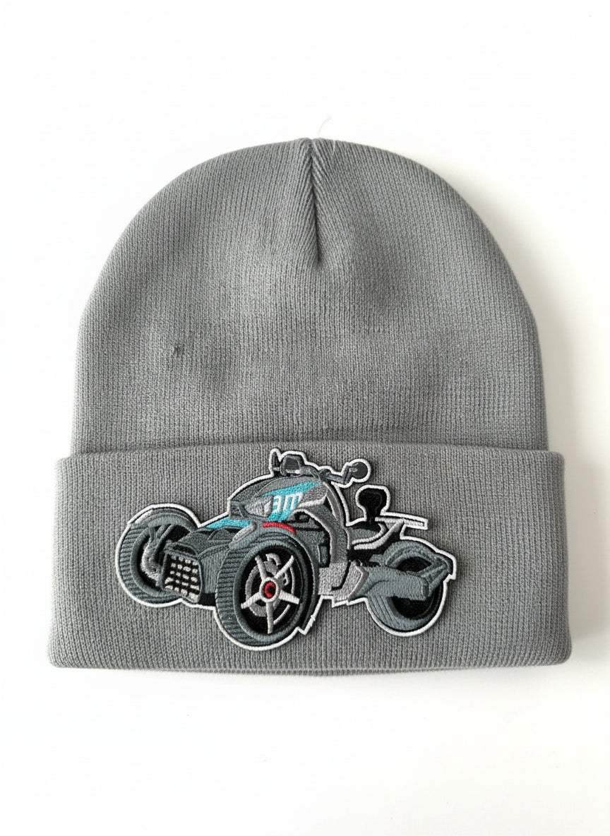 Three Wheel Nation beanie Gray with Ryker (Blue)