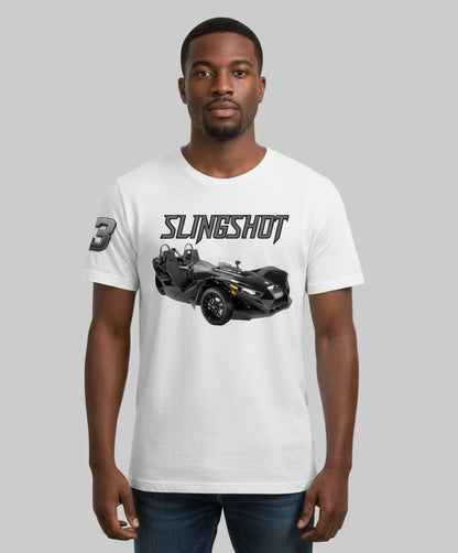 Slingshot Tee Shirts (White Shirt Black Slingshot)