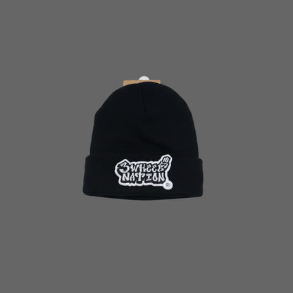 Three Wheel Nation Custom Black Beanie Silver Logo