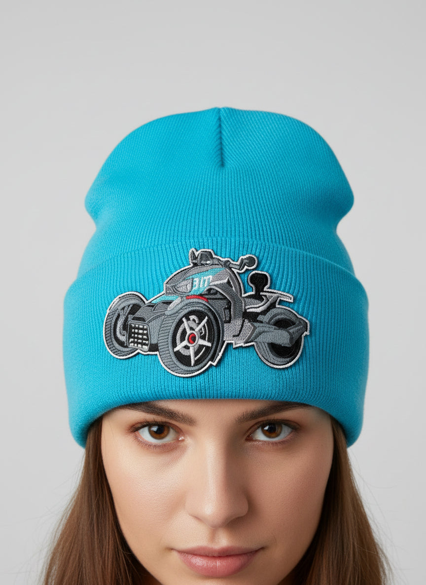 Three Wheel Nation beanie Aqua with Ryker (Blue)