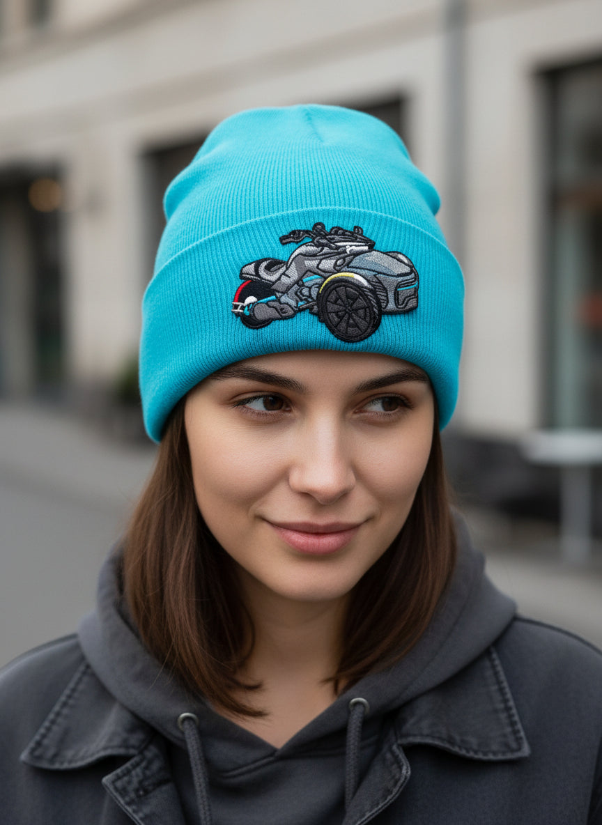 Three Wheel Nation Aqua beanie Spyder blue Trim