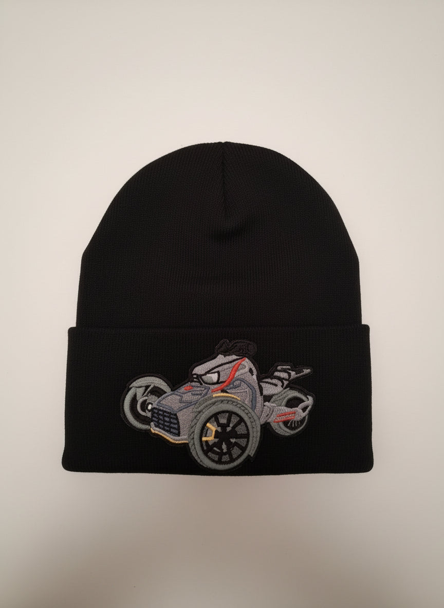 Three Wheel Nation Custom Black Beanie with Ryker/Grey