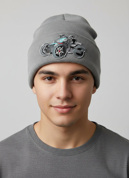 Three Wheel Nation beanie Gray with Ryker (Blue)