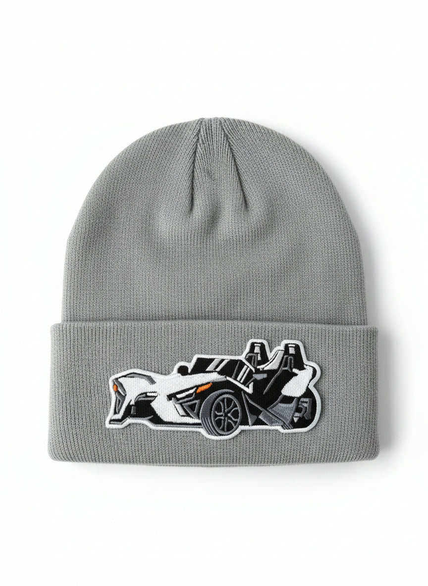 Three Wheel Nation beanie With White Slingshot