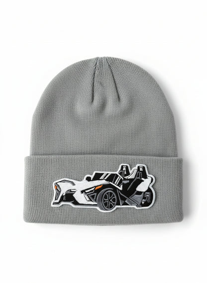 Three Wheel Nation beanie With White Slingshot