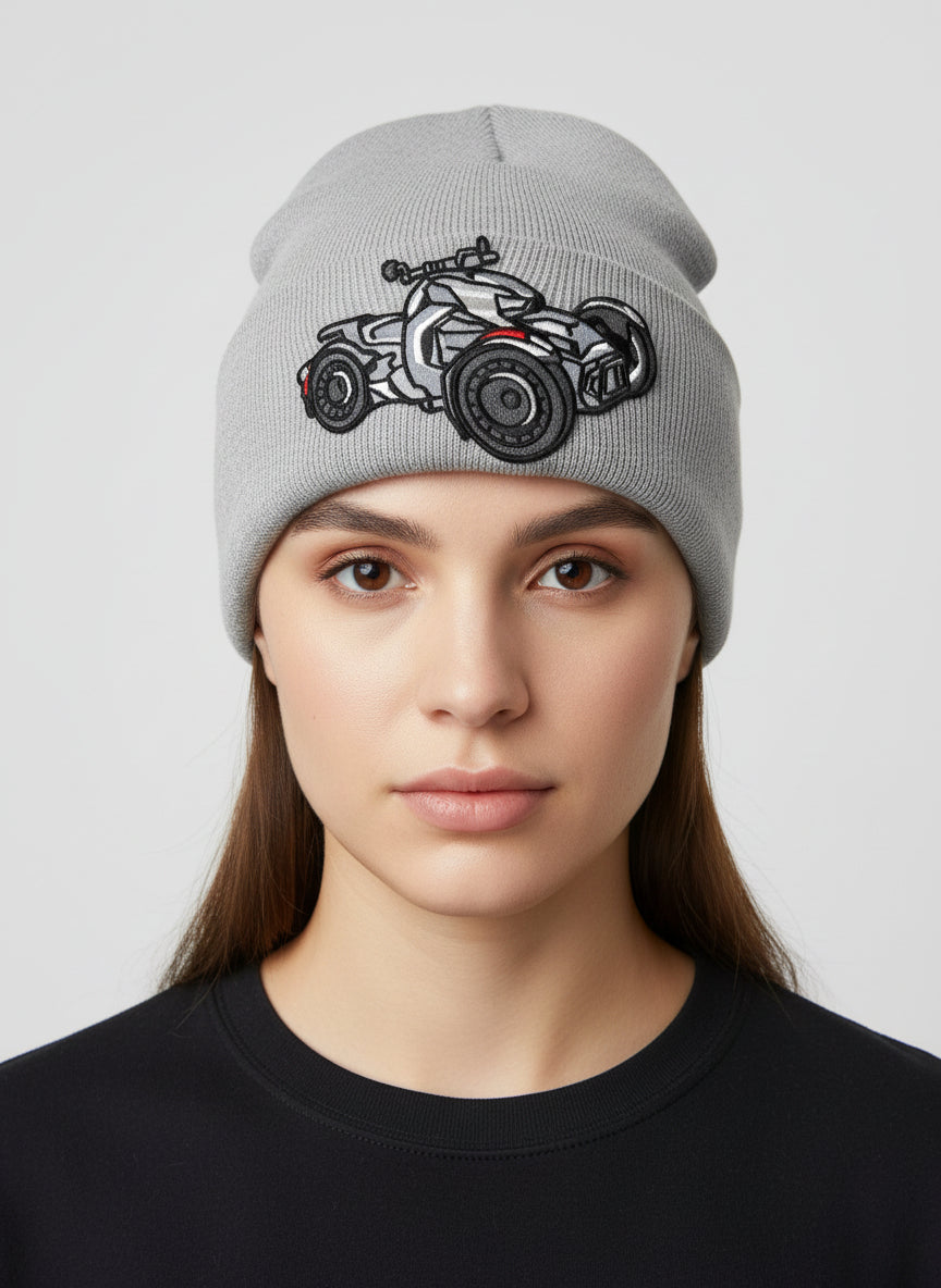 Three Wheel Nation beanie Gray with Ryker (Black)