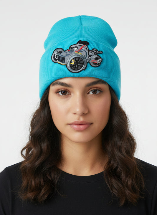 Three Wheel Nation beanie Aqua with Gray/Black/ Red Trim Ryker